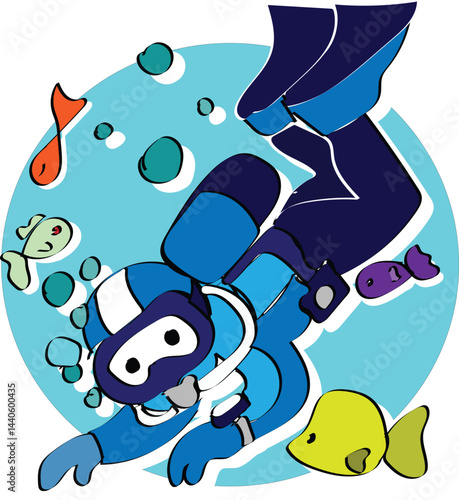 Scuba Diving Man stock illustration