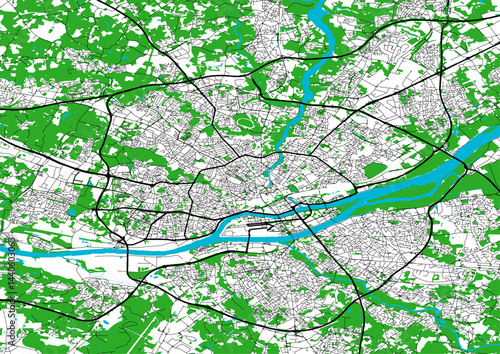 Plan ville Nantes et métrople route axes pricnipaux parcs rivières et fleuves