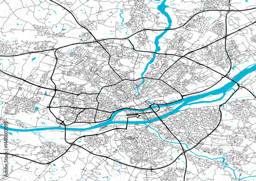 Plan ville Nantes et métrople route axes principaux fleuves points deau lacs