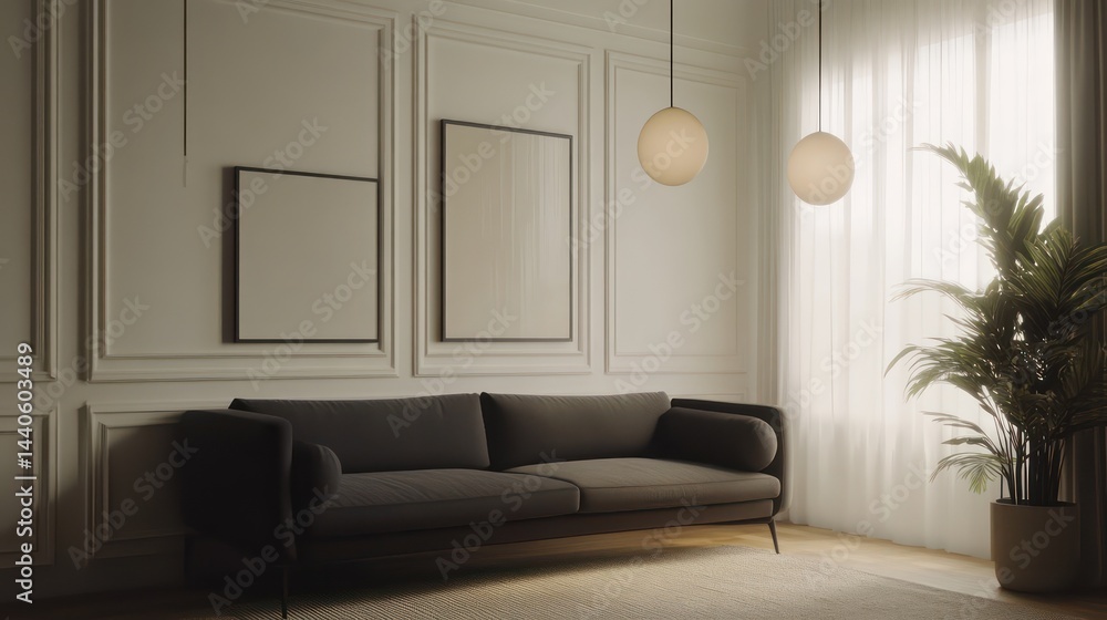 Fototapeta premium Stylish minimalist living room interior