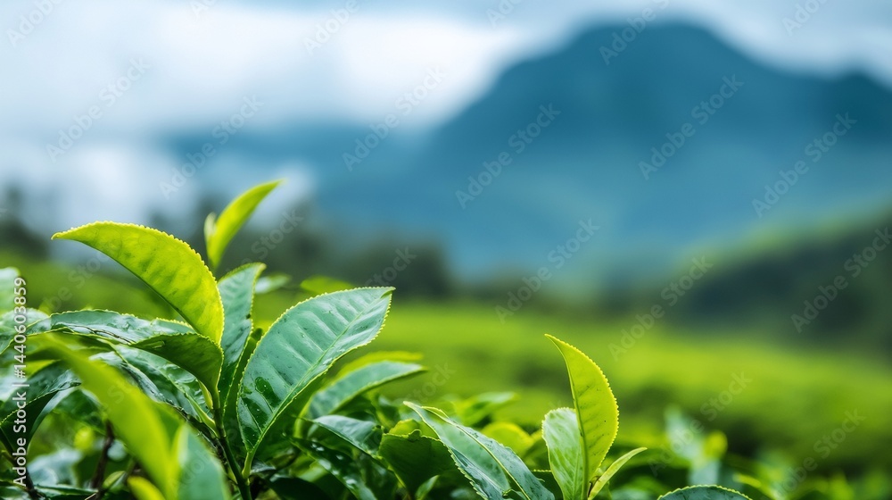 A lush green plant with leaves on a hillside