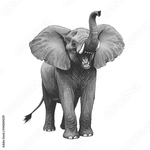 Wrathful Tusks: fluid rage elephant angry isolated watercolor vector illustration svg 
