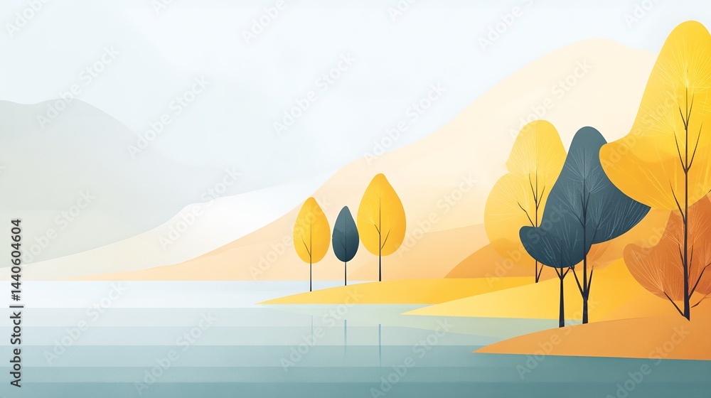 A landscape with a lake and trees
