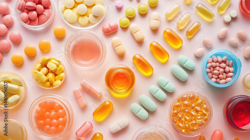 Colorful Assortment of Herbal and Nutritional Supplements on Table