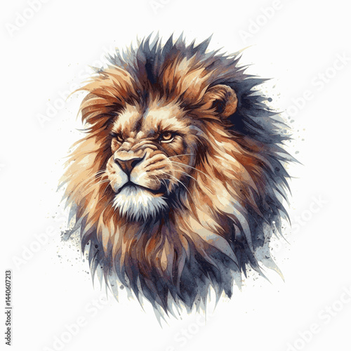 Lion’s Wrath: bold watercolor blaze lion angry isolated watercolor vector illustration svg 