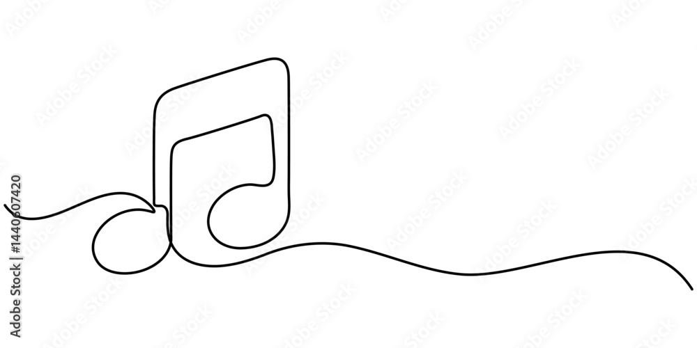 Obraz premium Musical Notes continuous line drawing with color shapes, Musical Note Continuous Line Illustration, Musical Note Continuous one Line drawing Icon. 