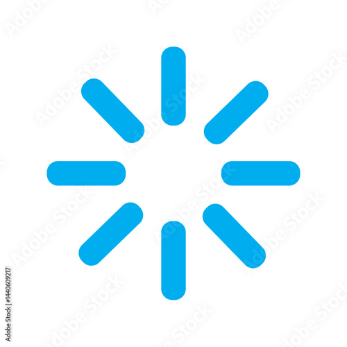 A bright blue radial loading spinner icon is graphically centered and set against a clean white background.