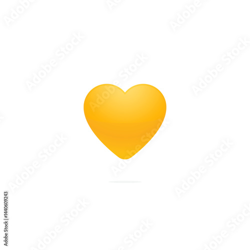 Yellow heart emote design for app and social networks likes and appreciation. Vector Illustration. 