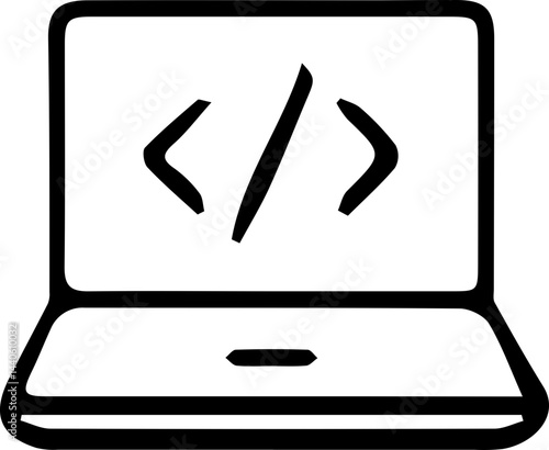 Laptop with code – Web development or programming icon
