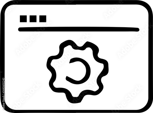 Gear in browser – Web settings or configuration icon 