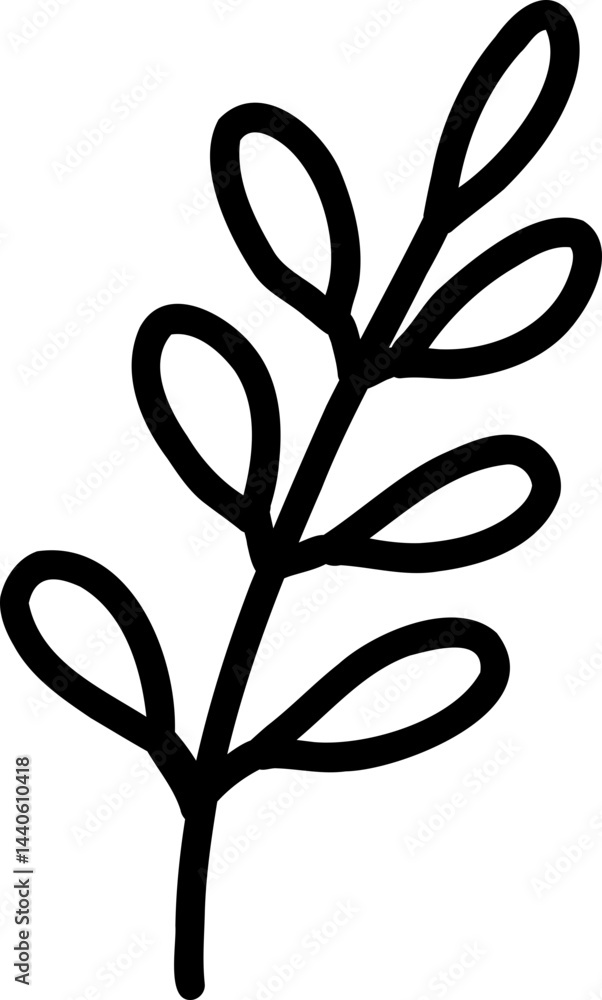 Fototapeta premium Leaf hand drawing decorative element