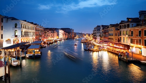 grand canal by night from the rialto bridge venice italy
