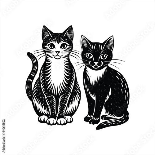 black and white cats