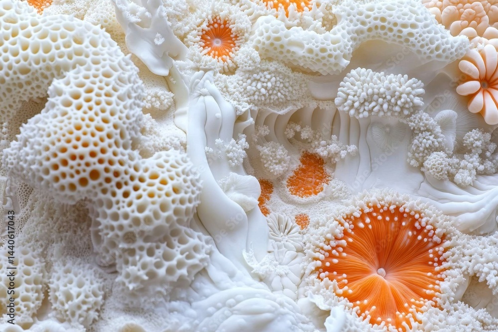 Abstract coral-like forms in white and orange Abstract coral-like forms in white and orange