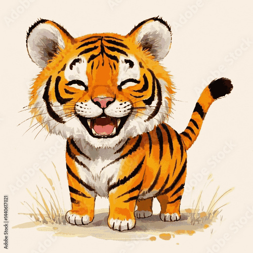 Smiling Stripes: watercolor bliss tiger smile happy joy isolated vector illustration svg 