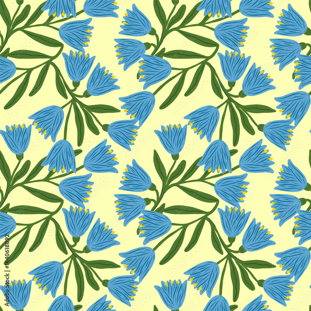 Fototapeta premium Pattern with simple pretty flowers, little floral liberty seamless texture background. Spring, summer romantic blossom flower garden seamless pattern for your designs.