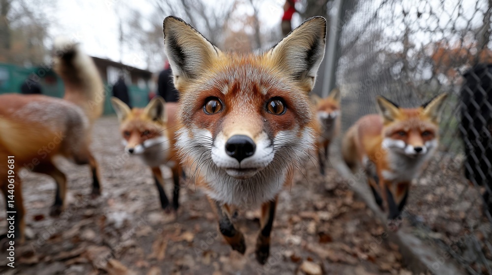 Fototapeta premium Curious Red Foxes Close Up Wildlife Photo