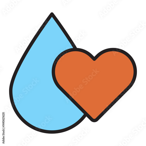 Blood donation and heart care icon
