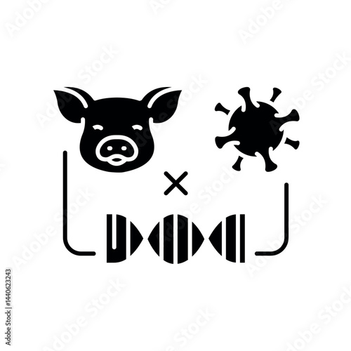 Porcine retroviruses black flat icon.