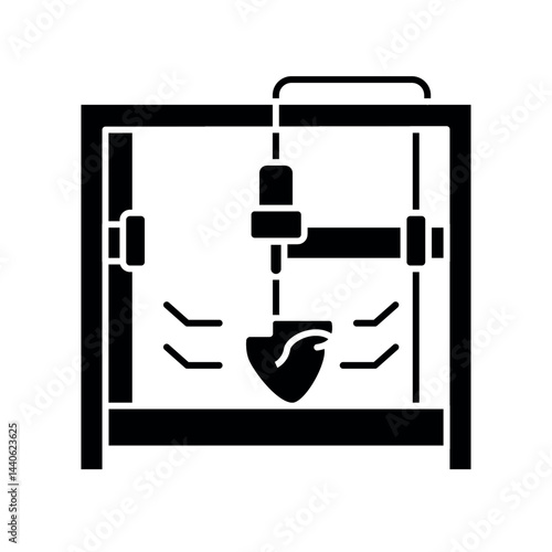 3d organ printing black flat icon.