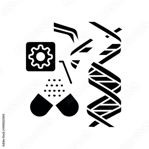 Gene therapy black flat icon.