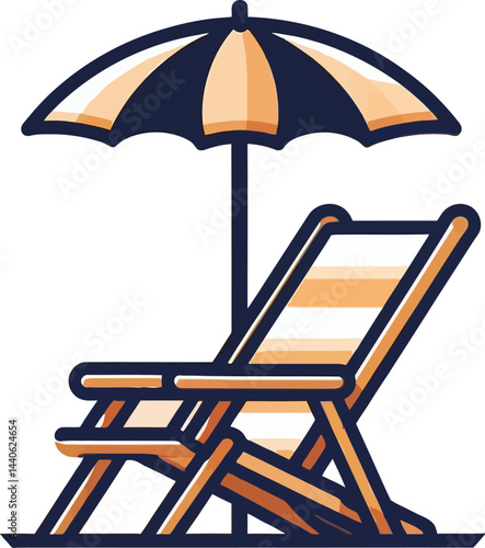 Beach chair flat icon. Chaise lounge chair for a beach vector icon.	