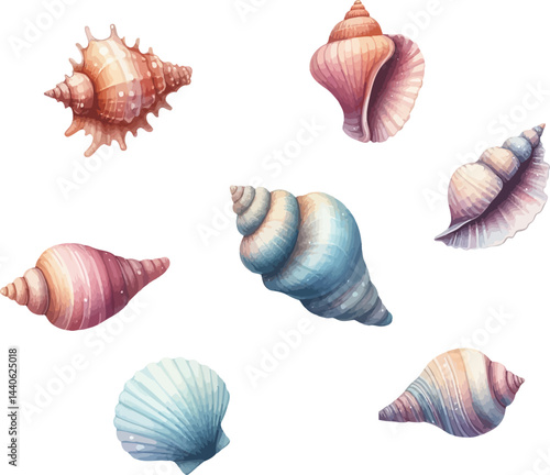 Seashells  icons collection. Starfishes and seashells vector icons .Marine Shell illustration isolated. Scallop,conch shell , snail icon.