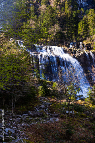 Obraz na płótnie Ars Waterfall, swollen by the melting spring snow, in the Pyrenees region of Haut-Couserans, Ariège w salonie