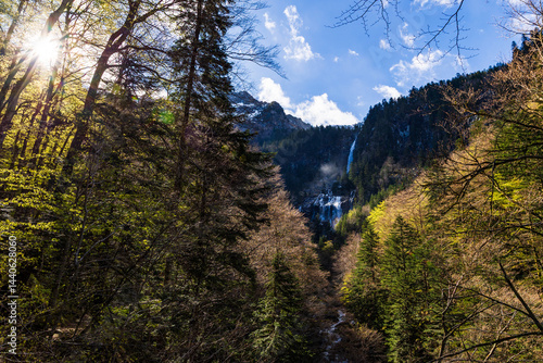 Obraz na płótnie Ars Waterfall, swollen by the melting spring snow, in the Pyrenees region of Haut-Couserans, Ariège w salonie