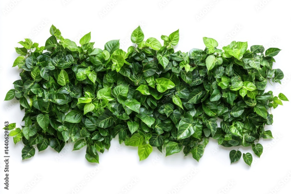 Fototapeta premium A dense arrangement of vibrant green leaves covering a surface against a white background studio 