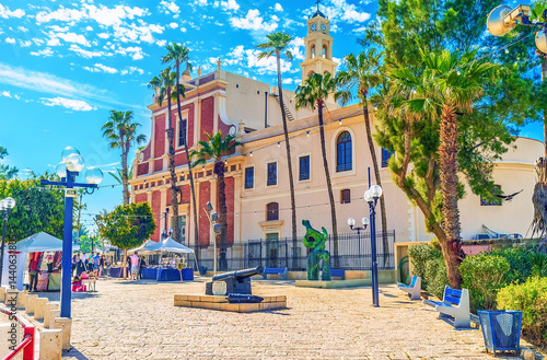Obraz na płótnie St Peter Church in Kedumim Square, Jaffa, Tel Aviv, Israel w salonie