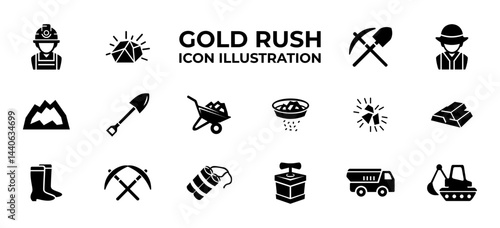 Set of mining icons %26 Illustration