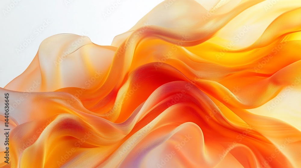 Obraz premium Fiery orange fabric waves softly glowing