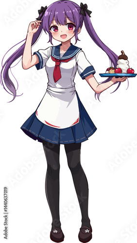 a girl in a school uniform holding a knife and a knife in her hand
