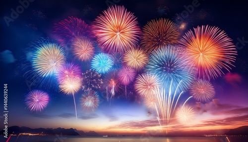 colorful fireworks light on the sky