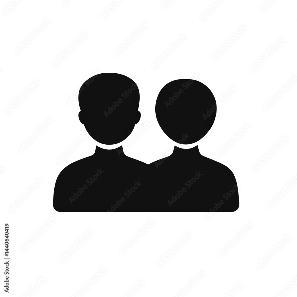 Simple Icon of Two People, Representing Partnership, Teamwork, or Community Simple Icon of Two People, Representing Partnership, Teamwork, or Community
