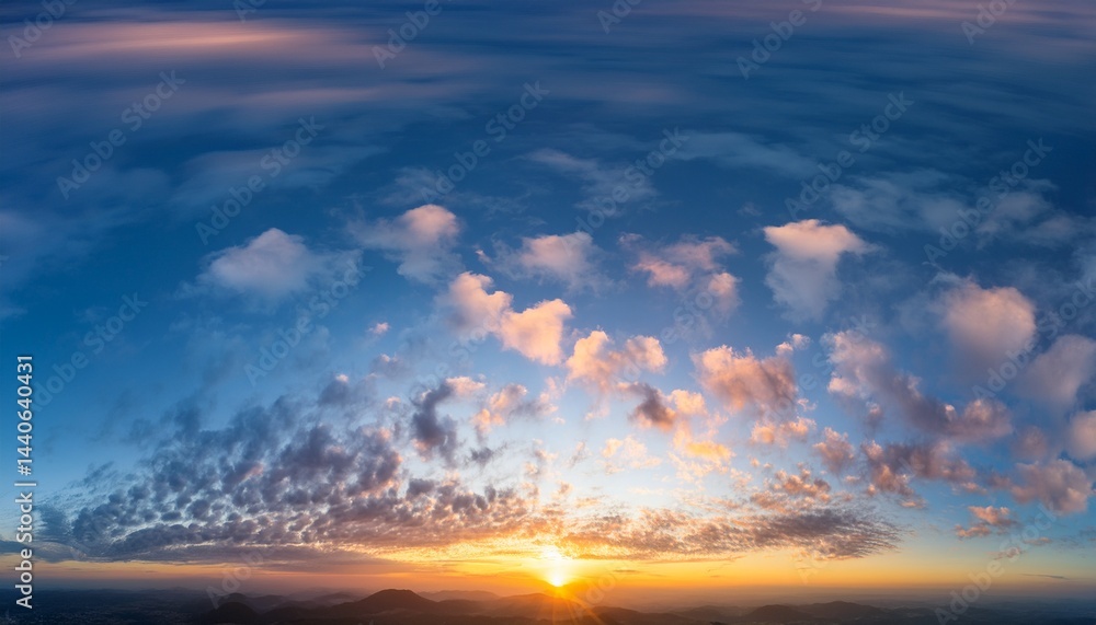 Fototapeta premium panoranic sunrise sky with colorful clouds