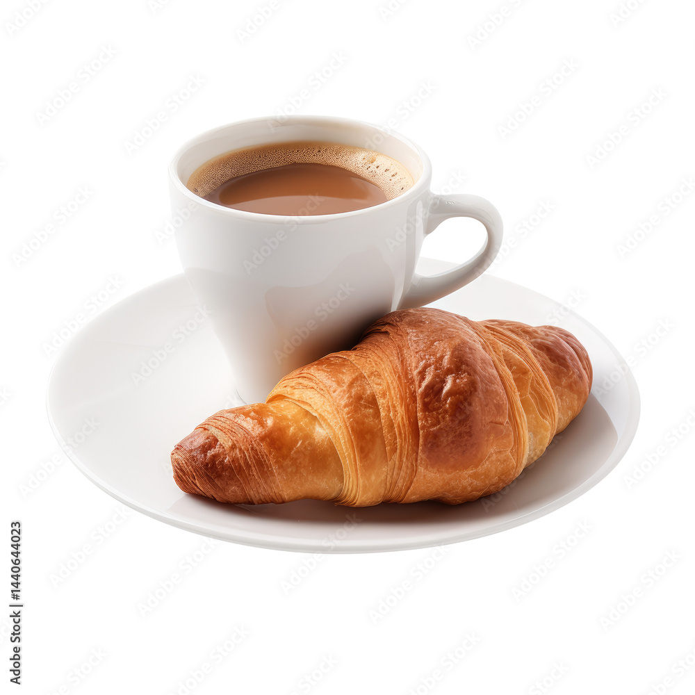 cup of coffee and croissant cup of coffee and croissant