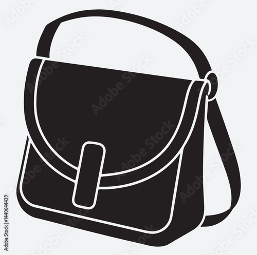 crossbody bag silhouette vector art illustration, vector illustration of a handbag