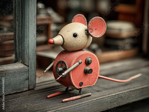 Vintage Wooden Mouse Toy - ...