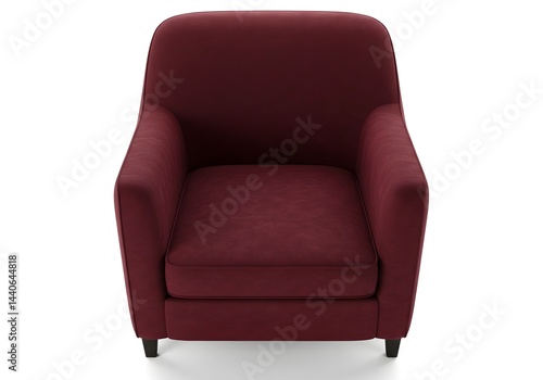 Obraz na płótnie Deep red armchair, simple design, comfortable seating, perfect for a modern living room. A statement piece! w salonie