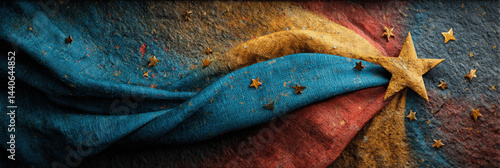 Obraz na płótnie Faded Flag with Stars, History, Worn Colors w salonie