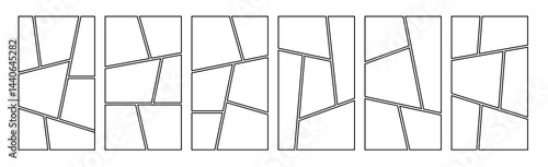 Set of collage grid manga comic storyboard layout panel blank template for social media. Empty page frame for comic book, photo collage, poster, flyer. Vector illustration