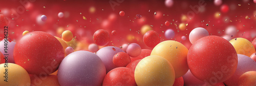 Colorful spheres, confetti,...
