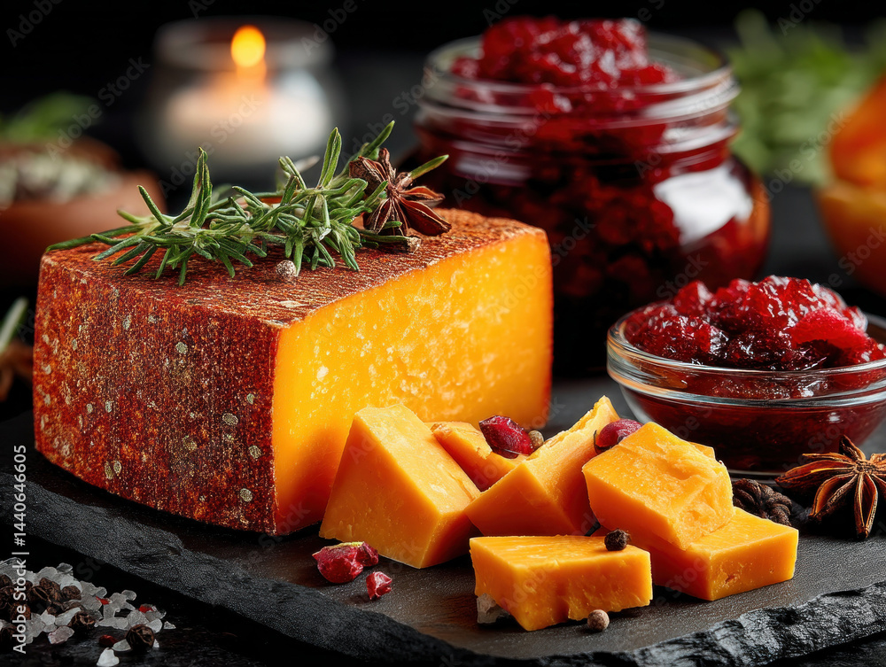 A wedge of smoked cheese with a robust flavor