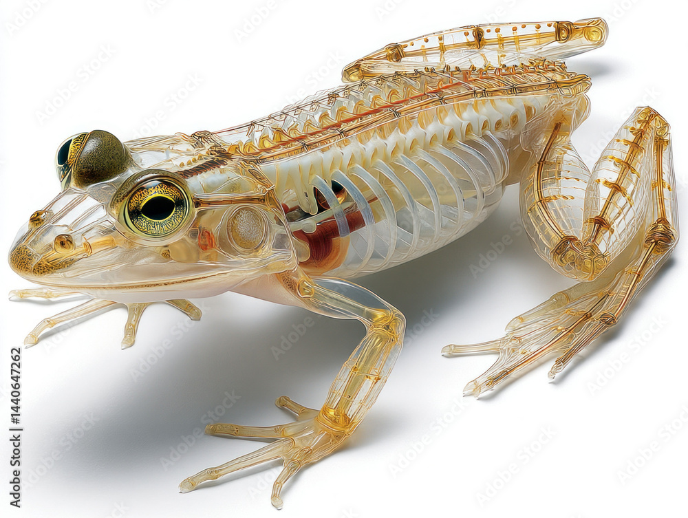 An educational diagram of an amphibian skeleton