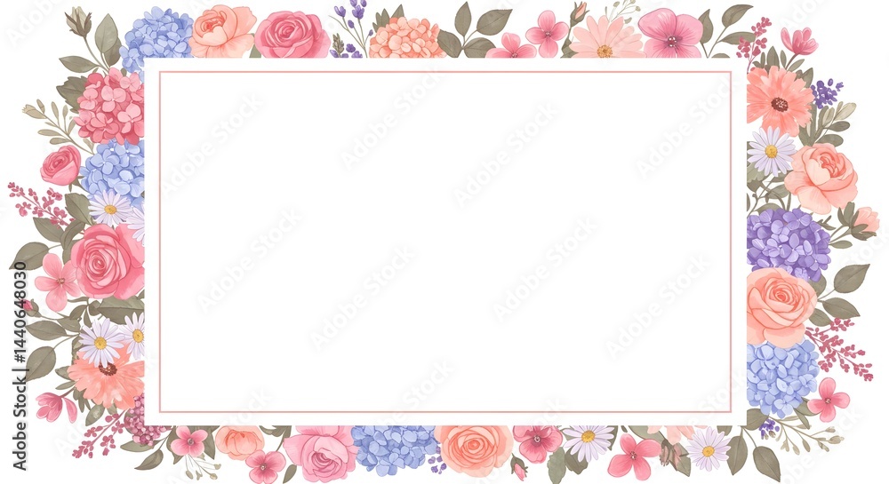 Pastel-colored floral frame perfect for invitations, announcements, or adding a touch of elegance to your designs.