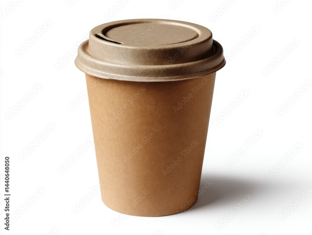 An isolated image of a disposable coffee cup with a lid