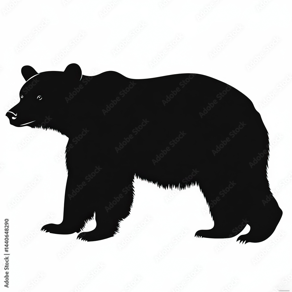 Fototapeta premium black bear silhouette , black and white illustration isolated on white background