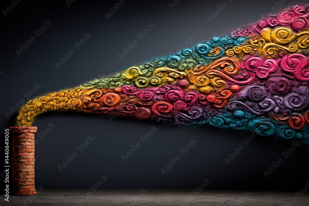 Colorful Powder Plume from Chimney